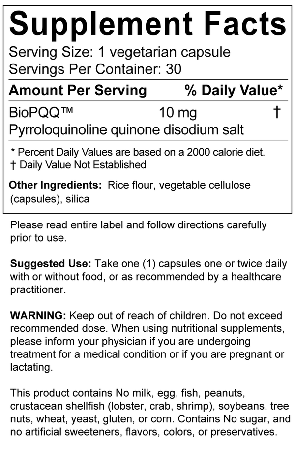 PQQ Caps with BioPQQ Pyrroloquinoline Quinone